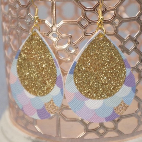 Purple Mermaid Teardrop Earrings - Picture 2 of 3